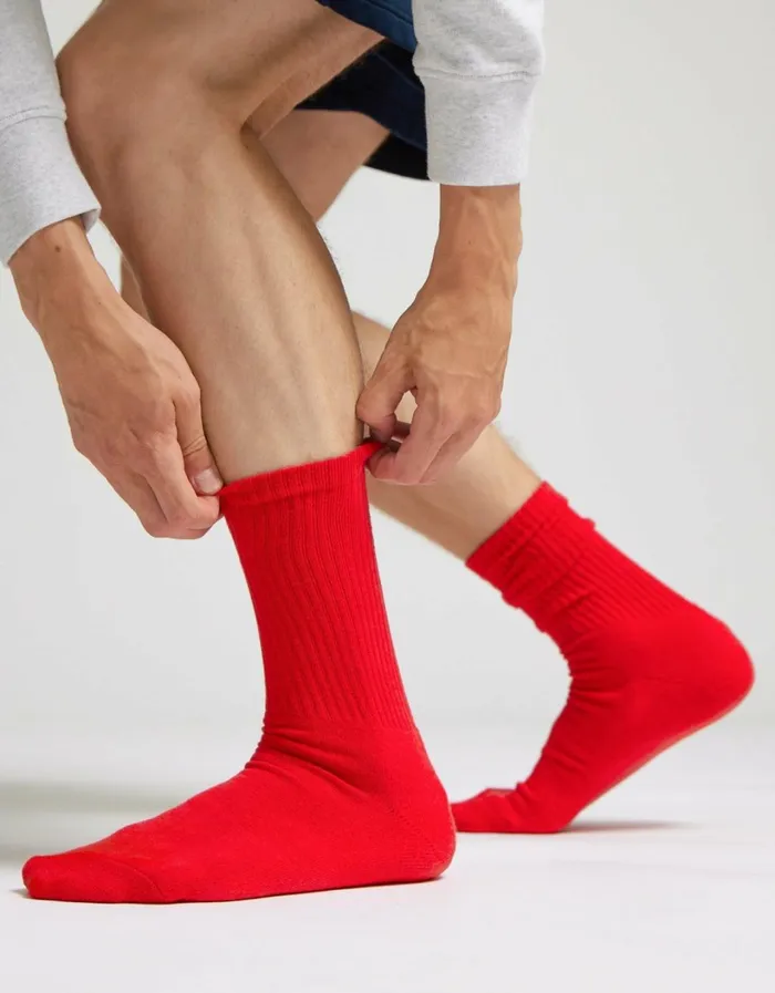 Men Organic Active Sock Marine Blue Colorful Standard Socks and