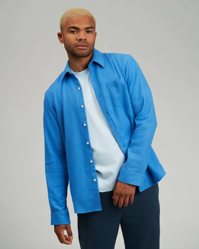 Men Organic Flannel Shirt Limestone Grey Colorful Standard Shirts