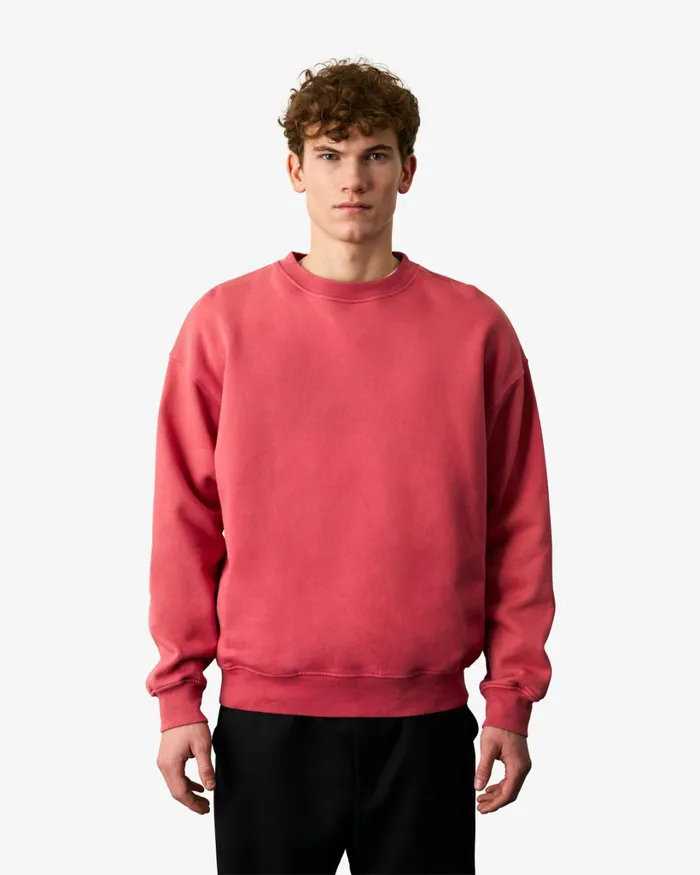 Men Organic Oversized Crew Burned Yellow Colorful Standard Crewneck Sweatshirts