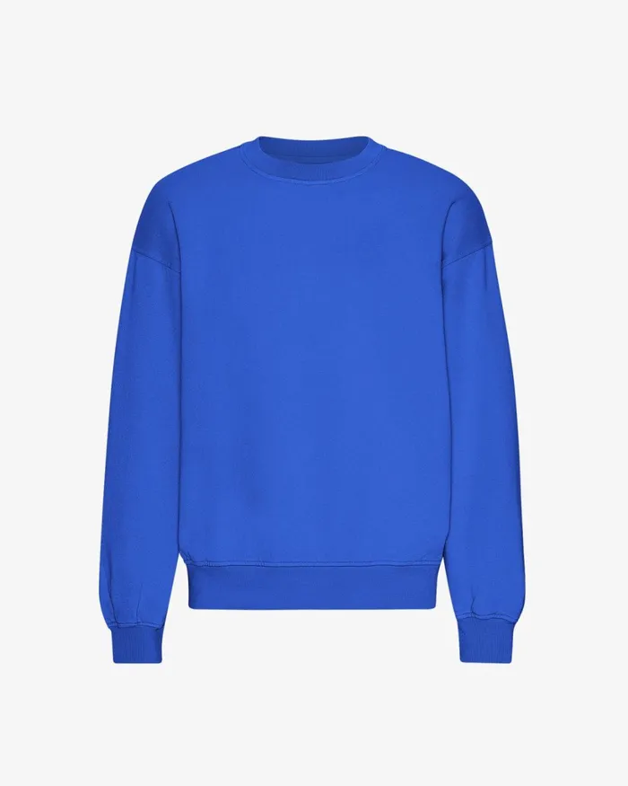 Men Organic Oversized Crew Sapphire Blue Colorful Standard Crewneck Sweatshirts