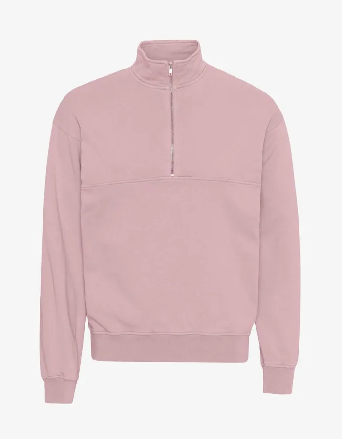 Men Organic Quarter Zip Faded Pink Colorful Standard Quarter Zips