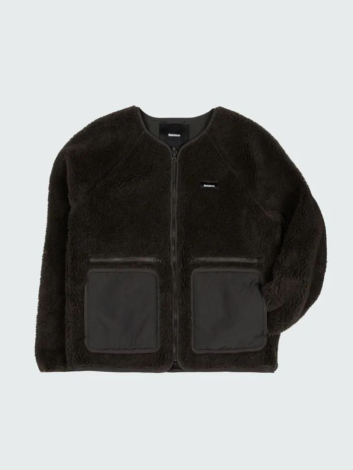 Men Orsik Fleece Jacket Raven Black Finisterre Jackets Coats and Gilets