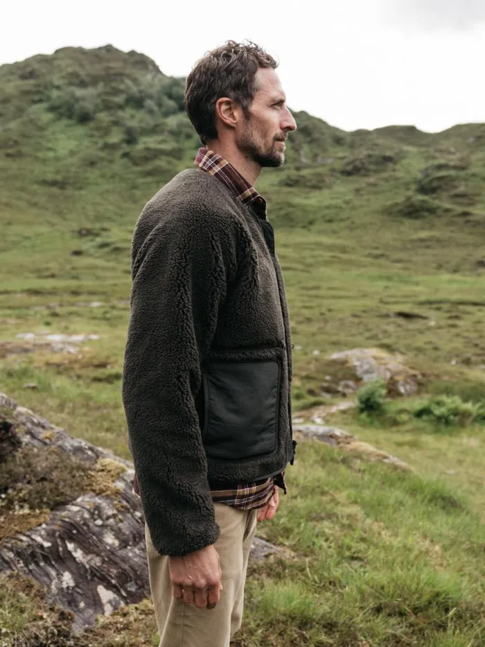 Men Orsik Fleece Jacket Raven Black Finisterre Jackets Coats and Gilets