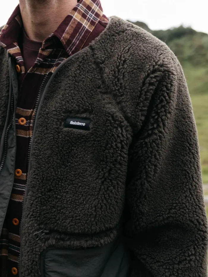 Men Orsik Fleece Jacket Raven Black Finisterre Jackets Coats and Gilets