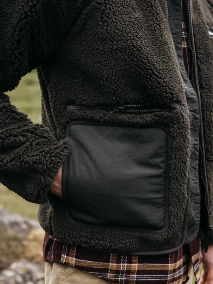 Men Orsik Fleece Jacket Raven Black Finisterre Jackets Coats and Gilets