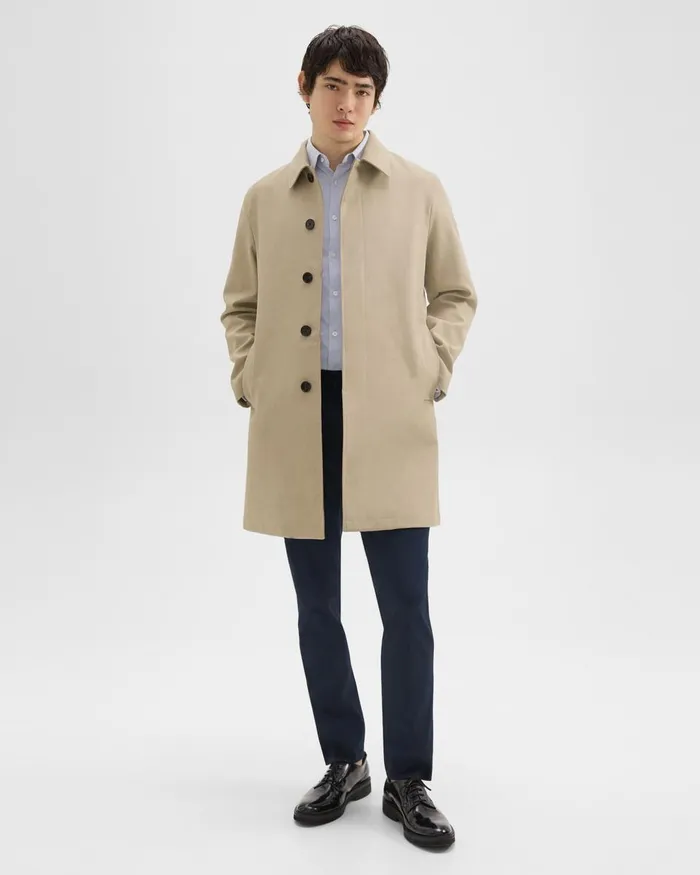Men Outerwear Theory Car Coat In Cotton Twill Khaki