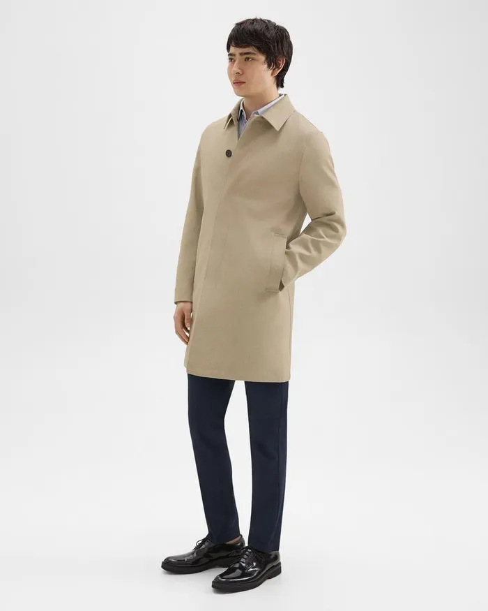 Men Outerwear Theory Car Coat In Cotton Twill Khaki