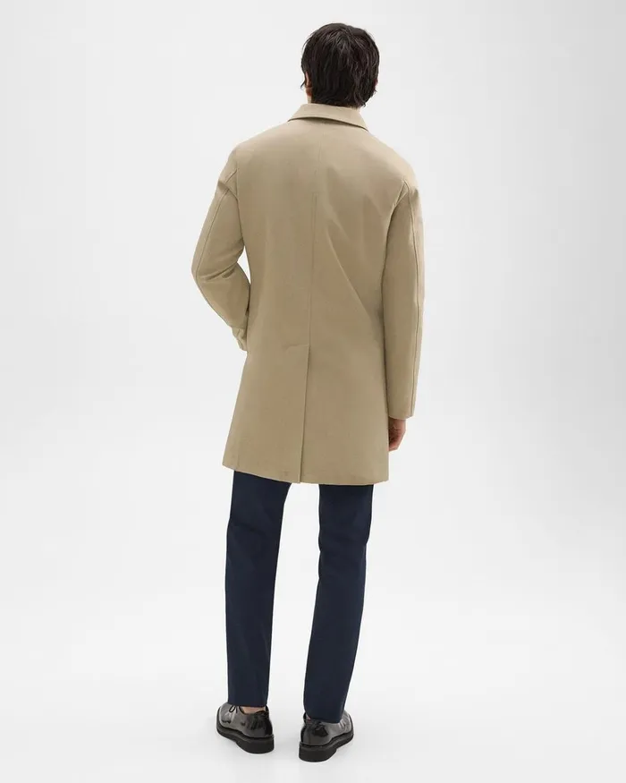 Men Outerwear Theory Car Coat In Cotton Twill Khaki