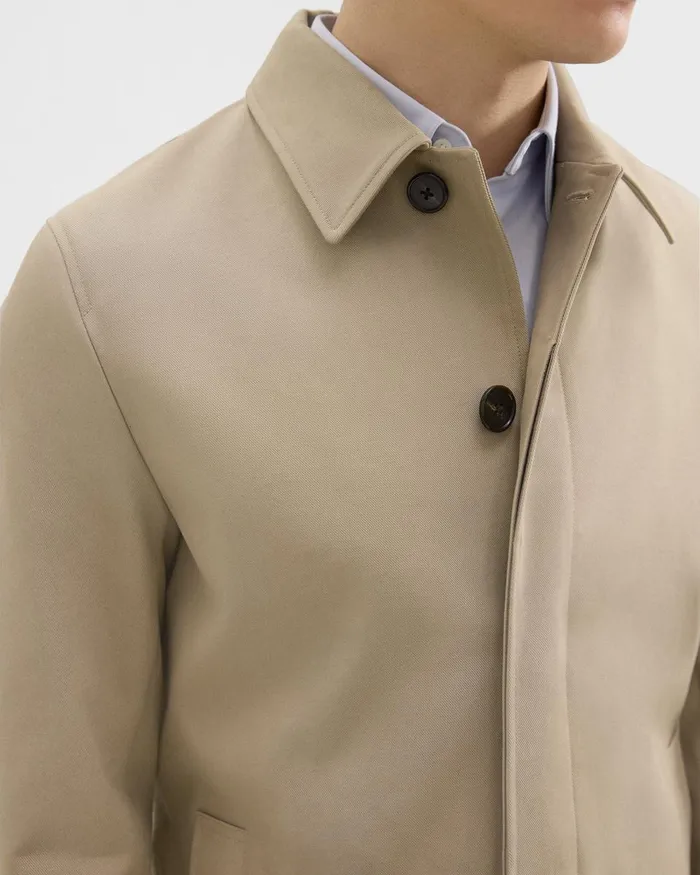 Men Outerwear Theory Car Coat In Cotton Twill Khaki