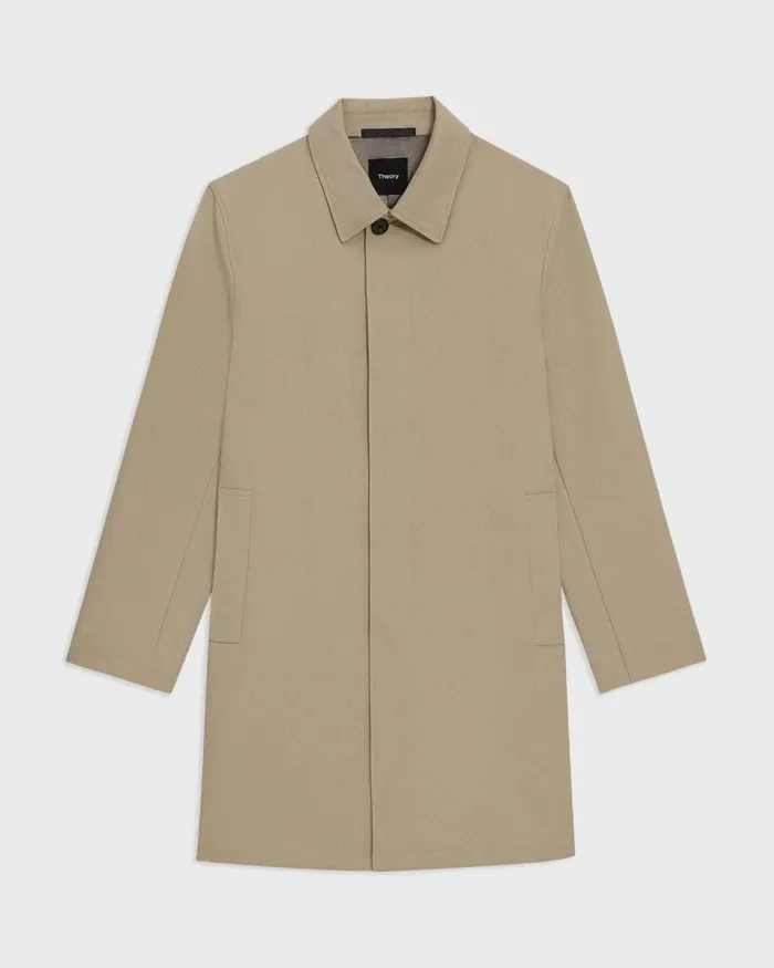 Men Outerwear Theory Car Coat In Cotton Twill Khaki