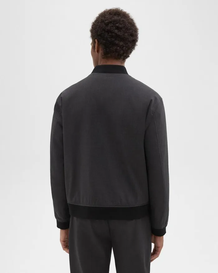 Men Outerwear Theory Tailored Bomber Jacket In Stretch Wool Dark Charcoal
