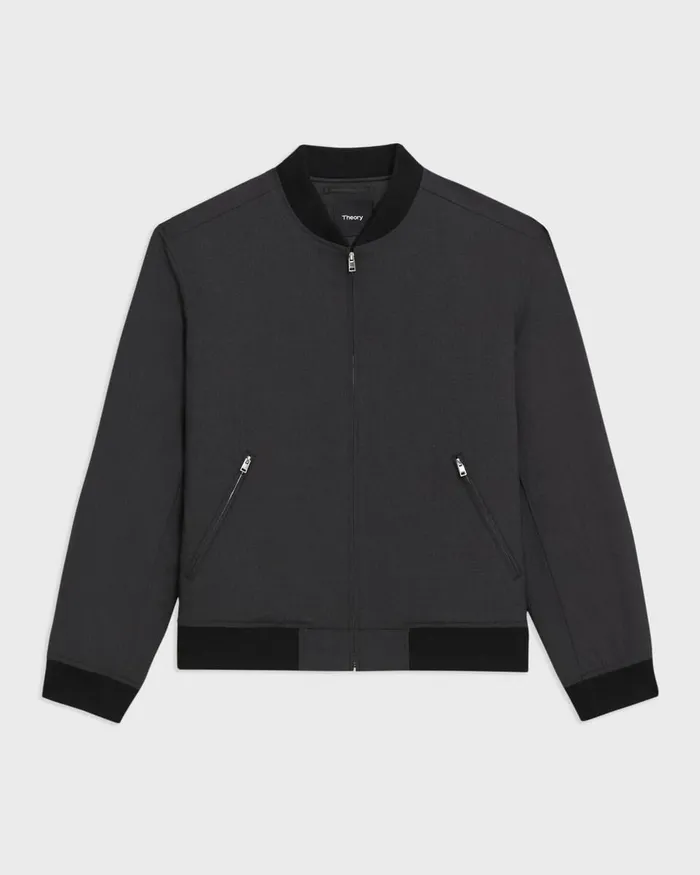 Men Outerwear Theory Tailored Bomber Jacket In Stretch Wool Dark Charcoal