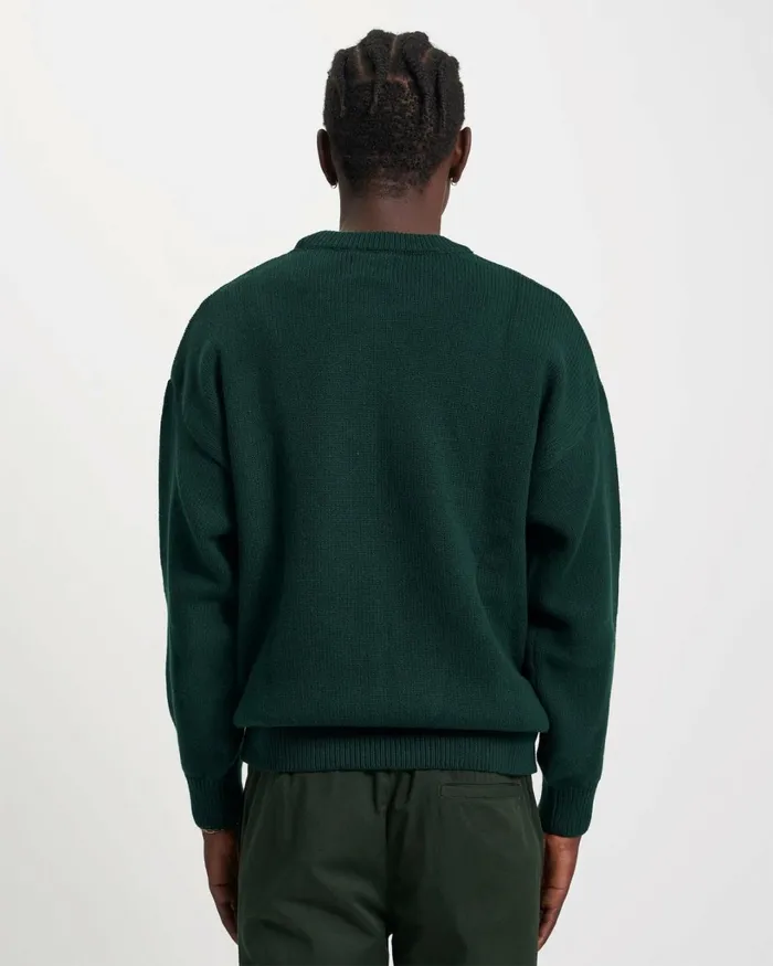 Men Oversized Merino Wool Crew Emerald Green Colorful Standard Knit Sweaters
