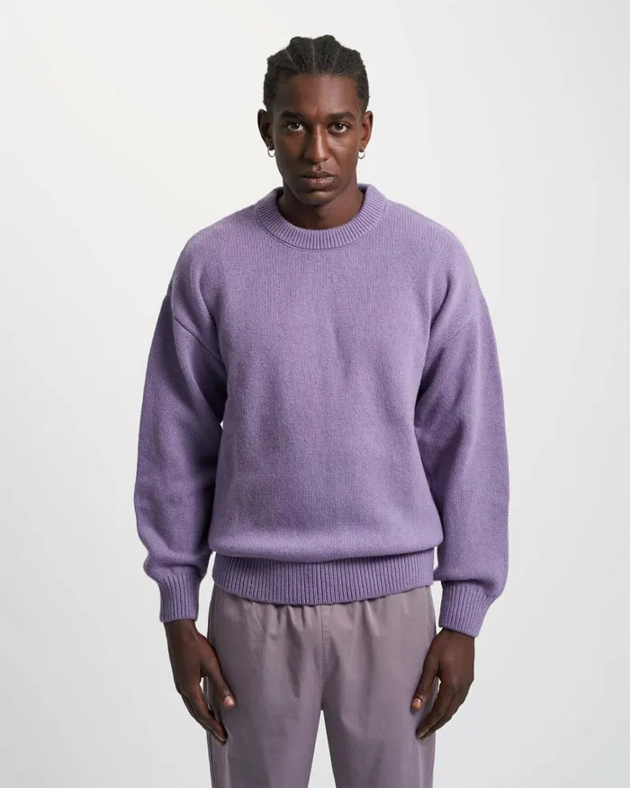 Men Oversized Merino Wool Crew Lava Grey Colorful Standard Knit Sweaters