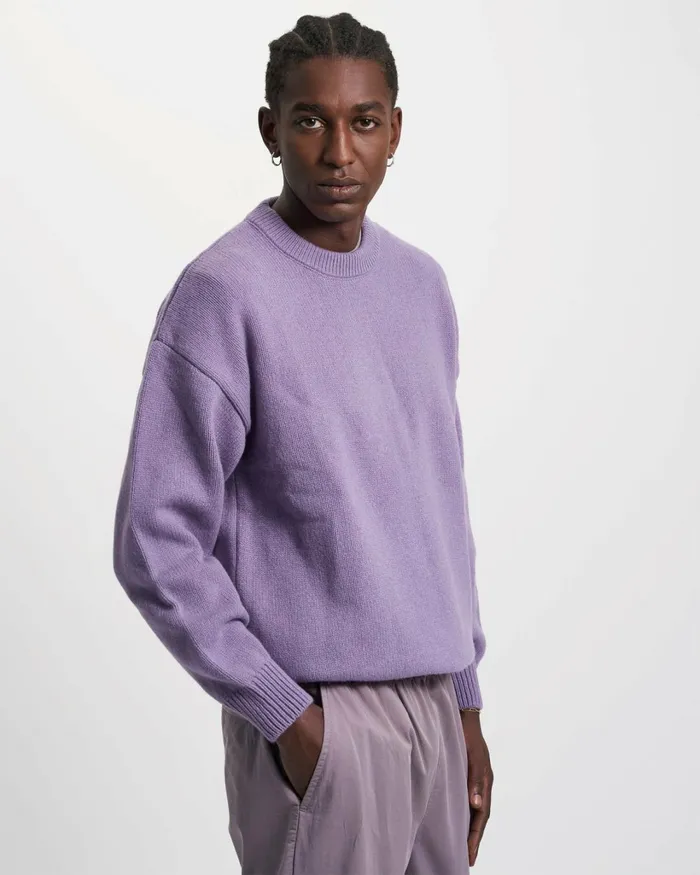 Men Oversized Merino Wool Crew Lava Grey Colorful Standard Knit Sweaters