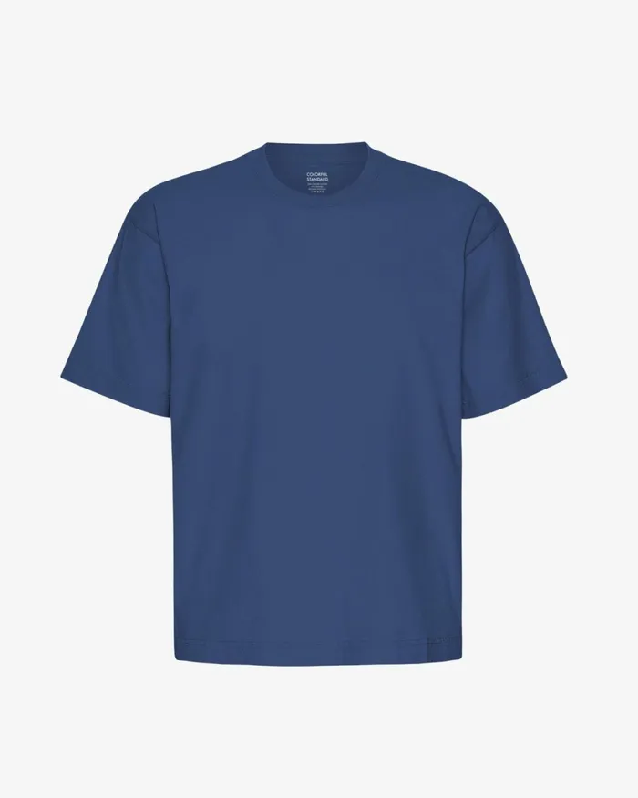 Men Oversized Organic TShirt Marine Blue Colorful Standard TShirts