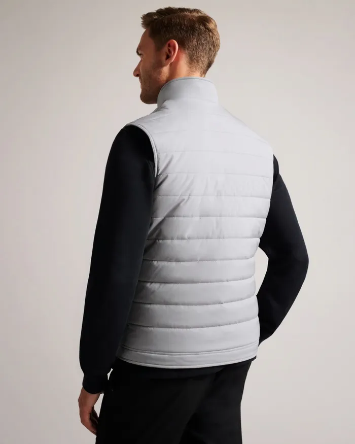 Men OVETA 8211 Showerproof Quilted Nylon Gilet Grey Ted Baker Coats and Jackets