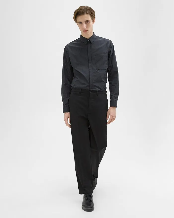 Men Pants Theory Relaxed Virgin Wool Pant Black