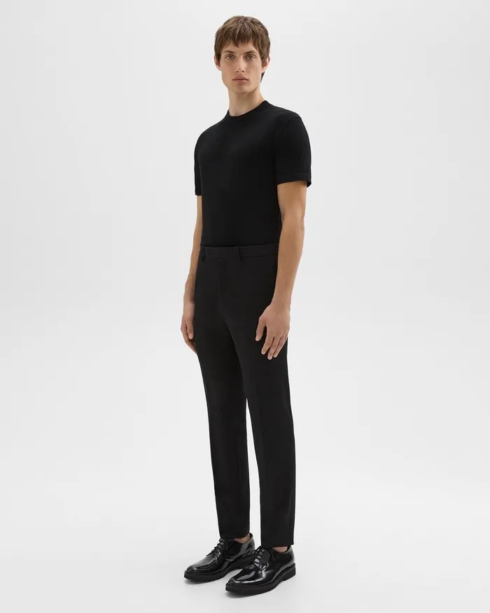 Men Pants Theory Zaine Tab Pant In Textured Gabardine Black