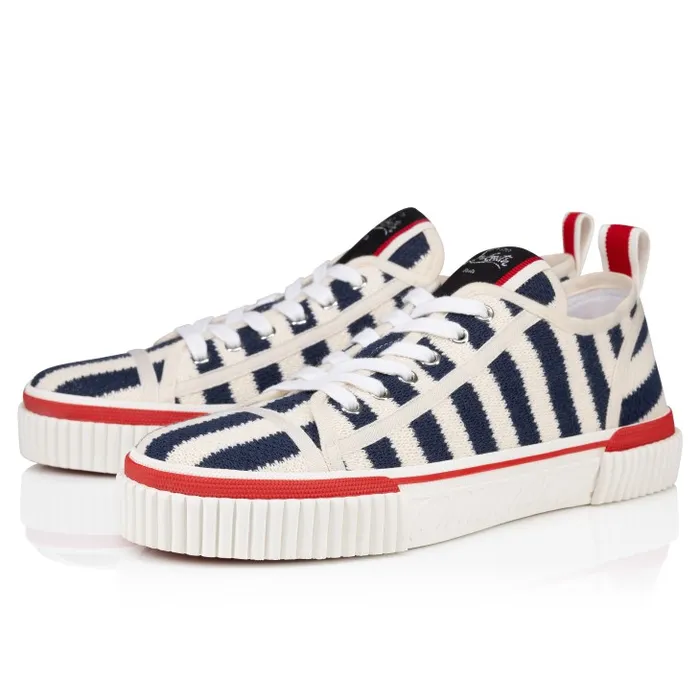 Men Pedro Junior Sneakers 8211 Malha Printed Fabric 8211 Blue Christian Louboutin Sneakers