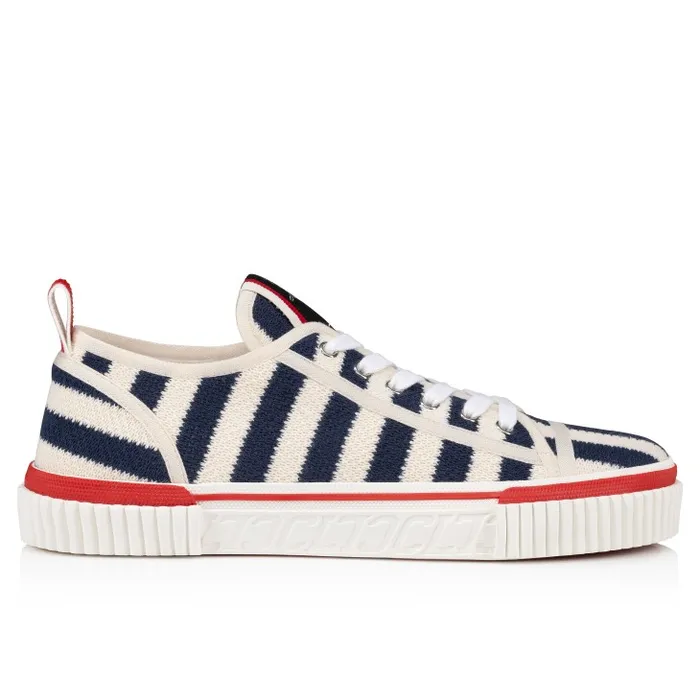 Men Pedro Junior Sneakers 8211 Malha Printed Fabric 8211 Blue Christian Louboutin Sneakers