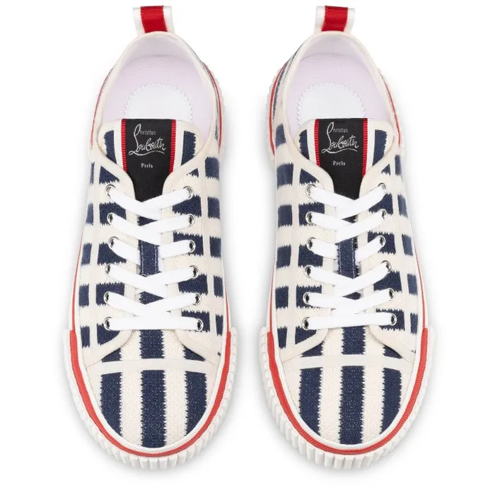 Men Pedro Junior Sneakers 8211 Malha Printed Fabric 8211 Blue Christian Louboutin Sneakers