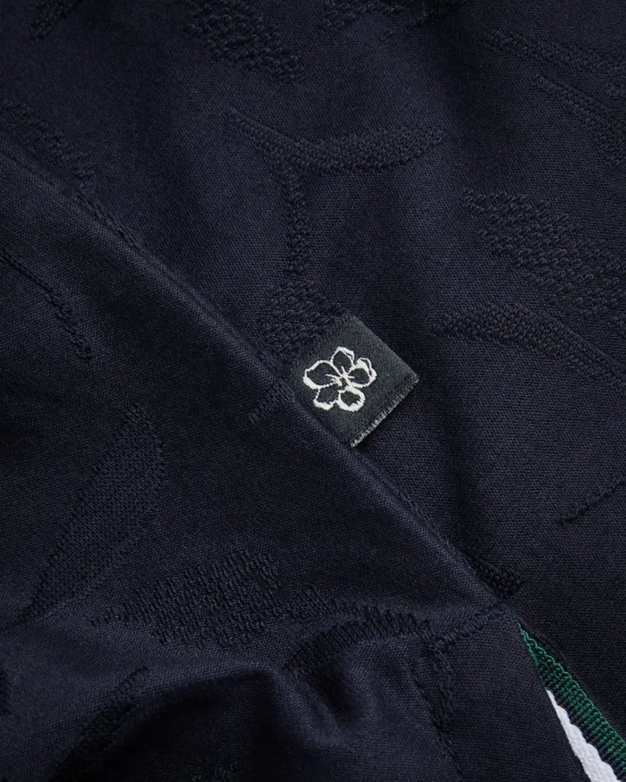 Men POLENN 8211 Tulip Textured Zip Polo Shirt Navy Ted Baker Polo Shirts