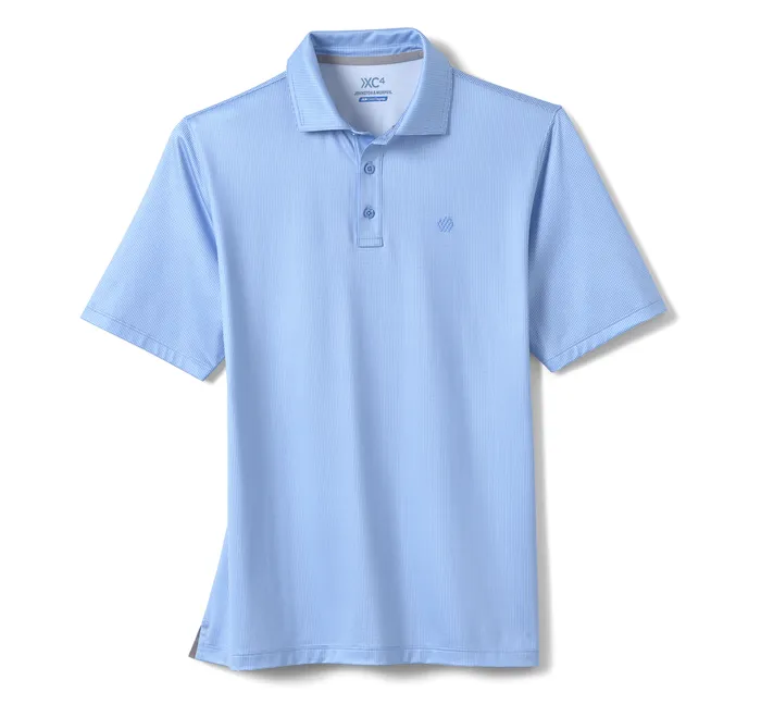 Men Polos and Tees Johnston and Murphy XC4 Performance Gingham Polos Cool Degree Light BlueWhite Mini Gingham