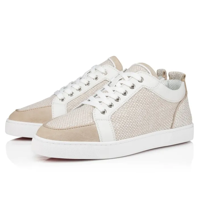Men Rantulow Orlato Sneakers 8211 Veau Velours Damier Canva And Calf Leather 8211 Natural Christian Louboutin Sneakers