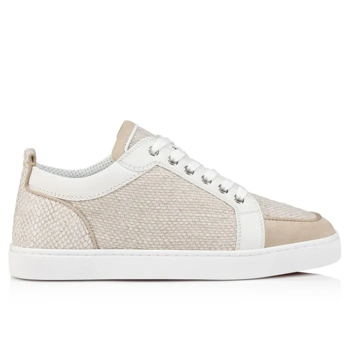 Men Rantulow Orlato Sneakers 8211 Veau Velours Damier Canva And Calf Leather 8211 Natural Christian Louboutin Sneakers