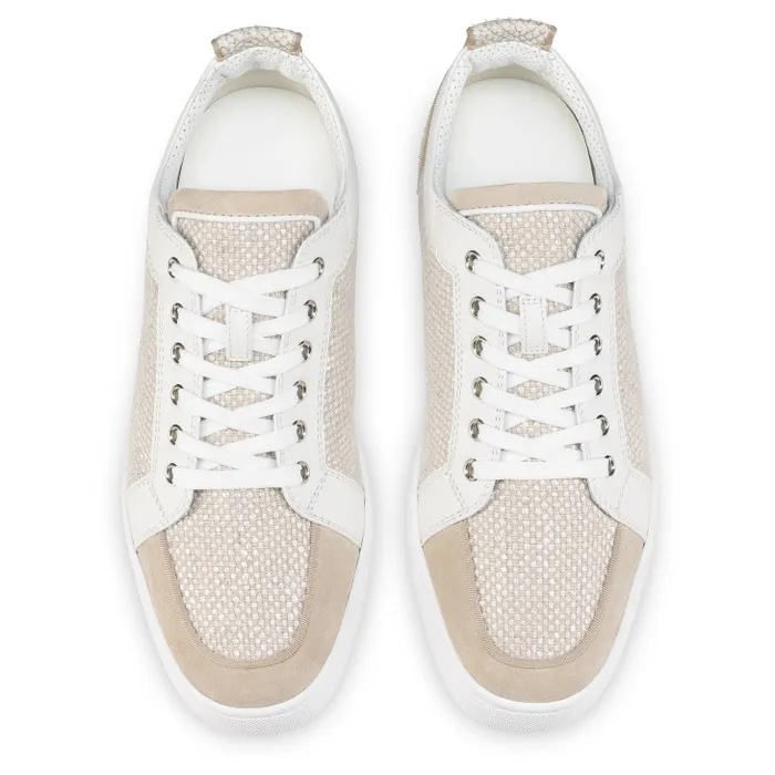 Men Rantulow Orlato Sneakers 8211 Veau Velours Damier Canva And Calf Leather 8211 Natural Christian Louboutin Sneakers