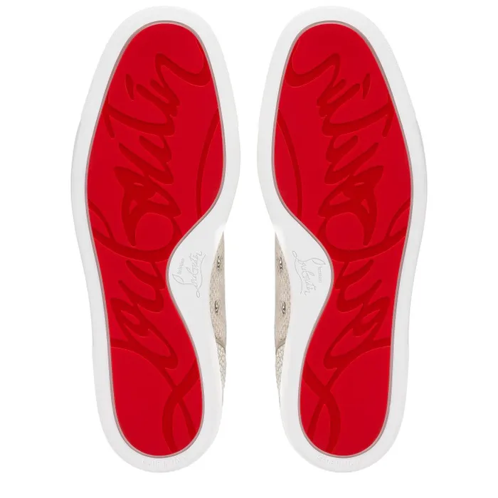 Men Rantulow Orlato Sneakers 8211 Veau Velours Damier Canva And Calf Leather 8211 Natural Christian Louboutin Sneakers