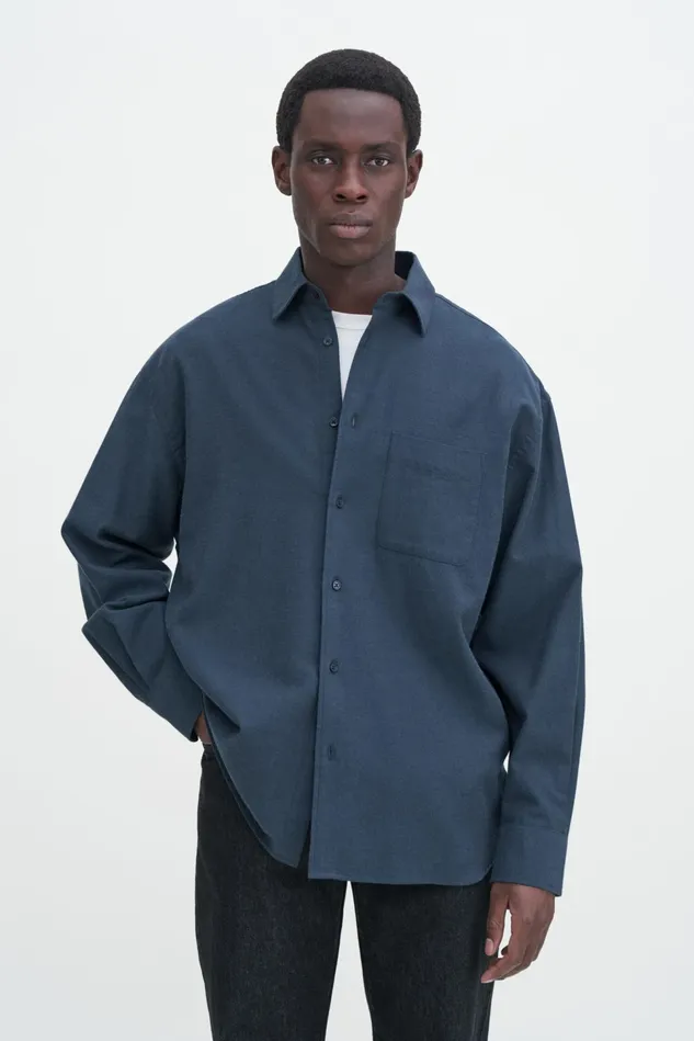 Men Relaxed Cotton Shirt Dawn Blue Filippa K Shirts