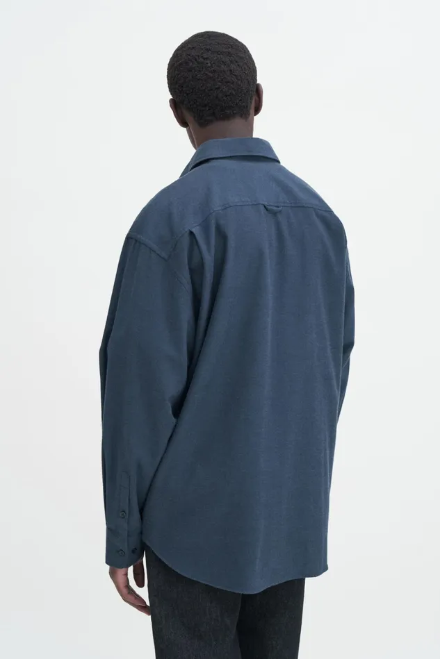 Men Relaxed Cotton Shirt Dawn Blue Filippa K Shirts