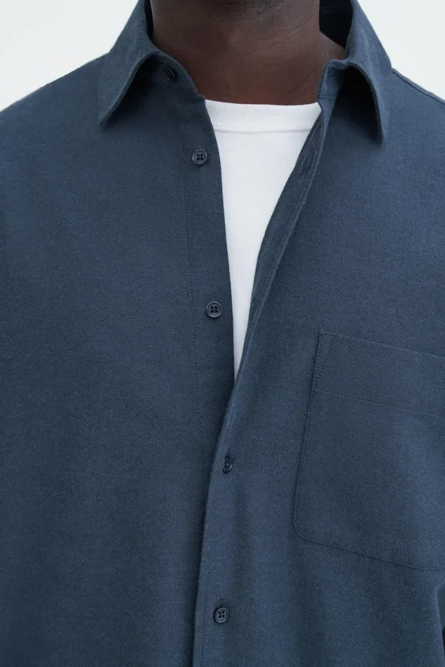 Men Relaxed Cotton Shirt Dawn Blue Filippa K Shirts