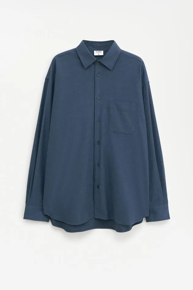 Men Relaxed Cotton Shirt Dawn Blue Filippa K Shirts