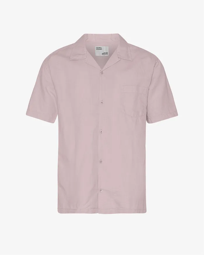 Men Shirts Colorfulstandard Linen Short Sleeved Shirt 8211 Faded Pink