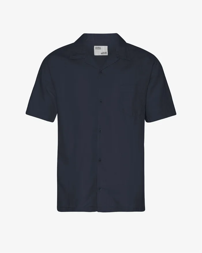 Men Shirts Colorfulstandard Linen Short Sleeved Shirt 8211 Navy Blue