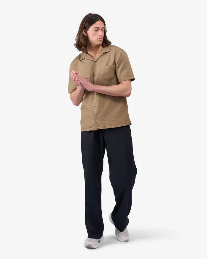 Men Shirts Colorfulstandard Linen Short Sleeved Shirt 8211 Navy Blue