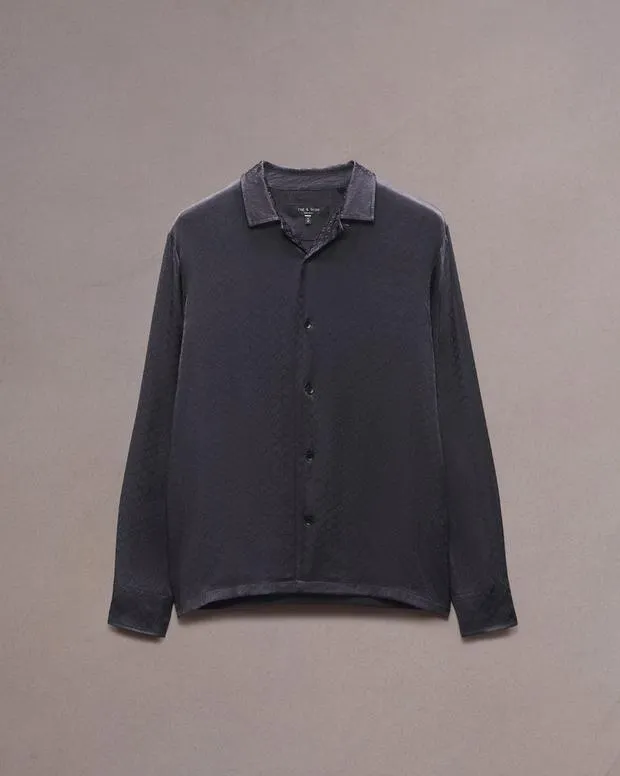 Men Shirts Rag and Bone Avery Jacquard Shirt Charcoal Jacquard
