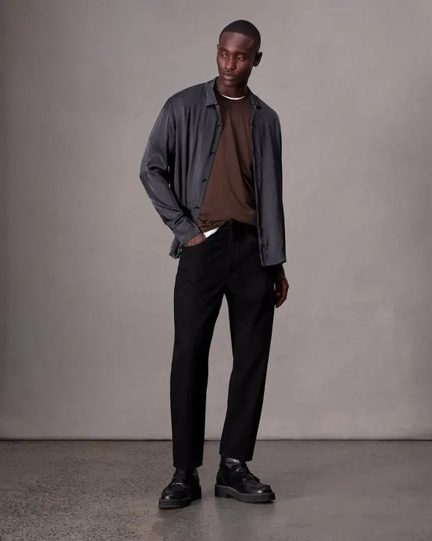 Men Shirts Rag and Bone Avery Jacquard Shirt Charcoal Jacquard