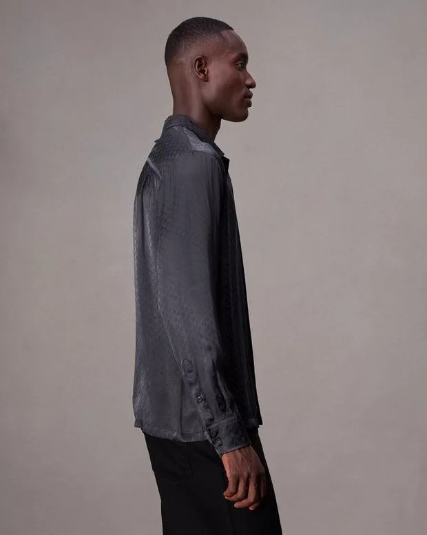 Men Shirts Rag and Bone Avery Jacquard Shirt Charcoal Jacquard