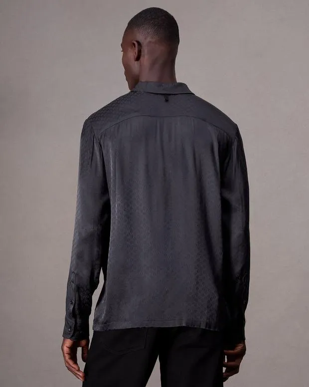 Men Shirts Rag and Bone Avery Jacquard Shirt Charcoal Jacquard