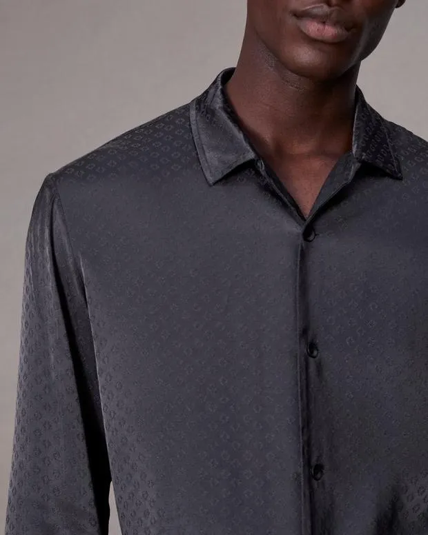 Men Shirts Rag and Bone Avery Jacquard Shirt Charcoal Jacquard