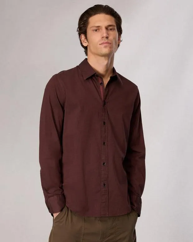 Men Shirts Rag and Bone Tomlin CottonBlend Shirt Maroon