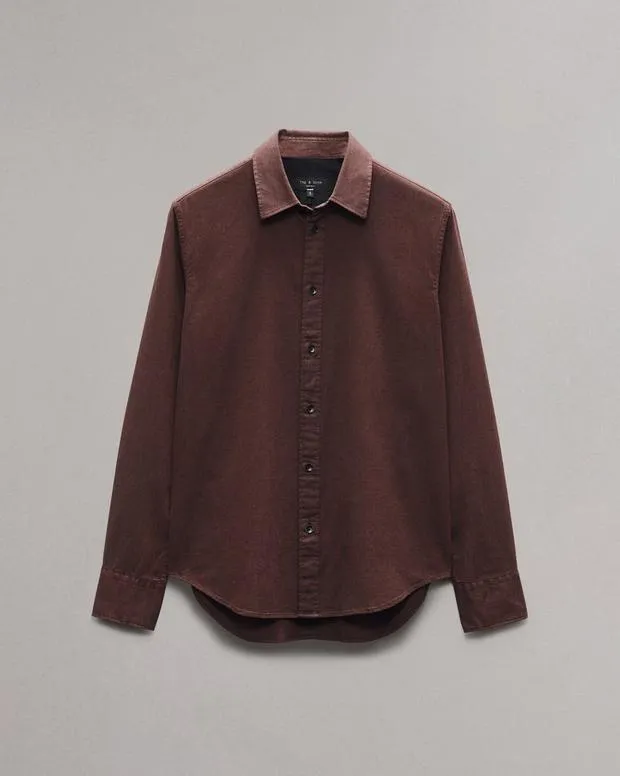Men Shirts Rag and Bone Tomlin CottonBlend Shirt Maroon