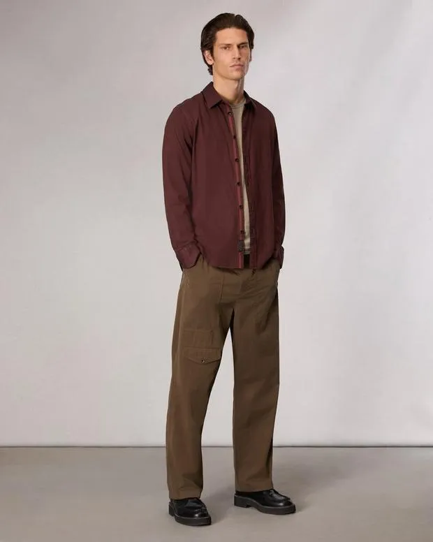 Men Shirts Rag and Bone Tomlin CottonBlend Shirt Maroon