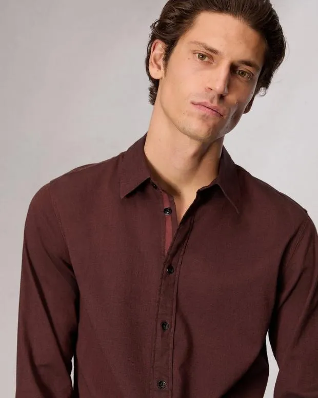 Men Shirts Rag and Bone Tomlin CottonBlend Shirt Maroon