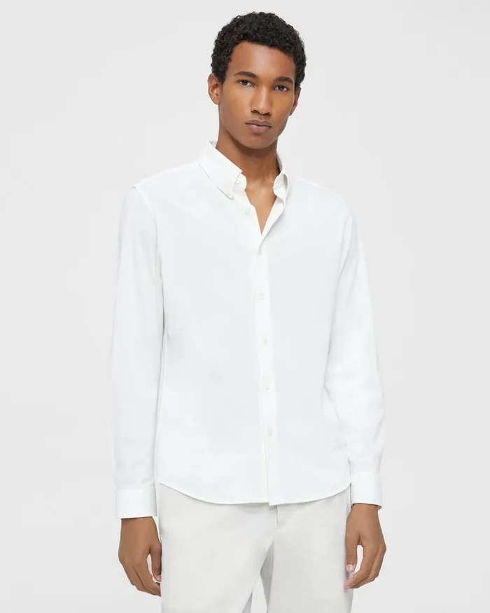 Men Shirts Theory Alfred Shirt In Structured Piqueacute Optic White