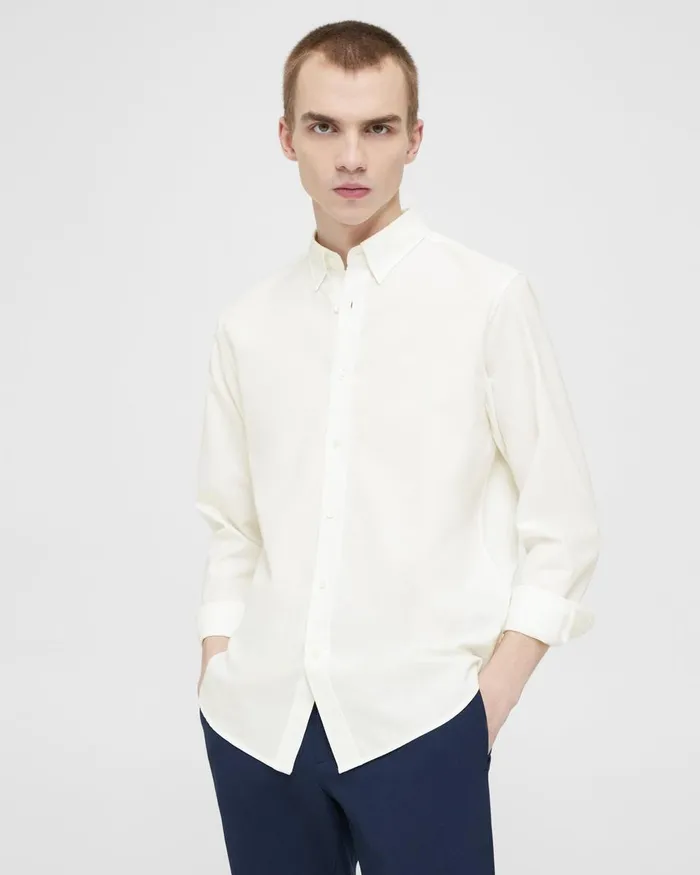 Men Shirts Theory Irving Shirt In Oxford Cotton Optic White